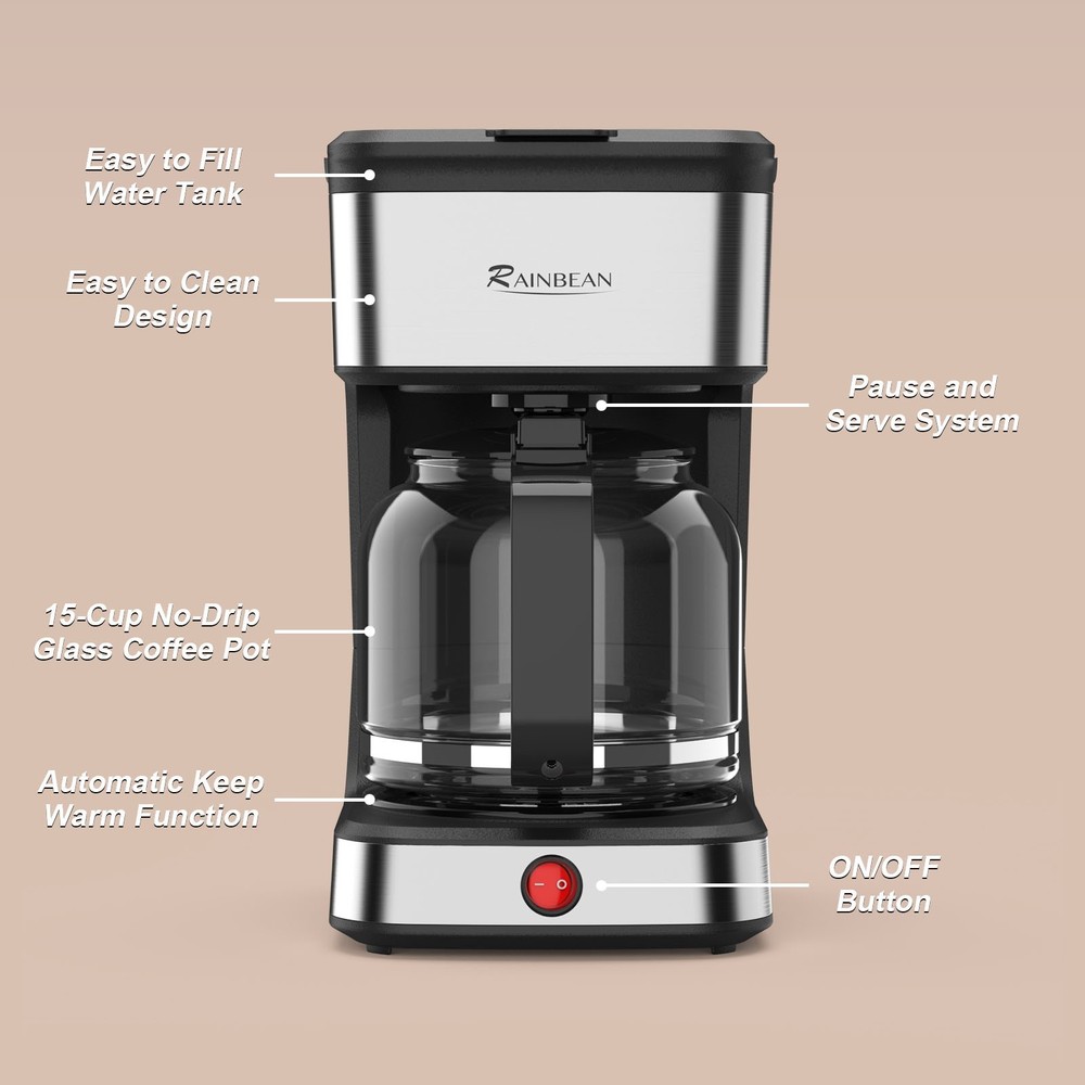 Drip Coffee Maker Office Coffee Brewing Machine with Heated Base,Black