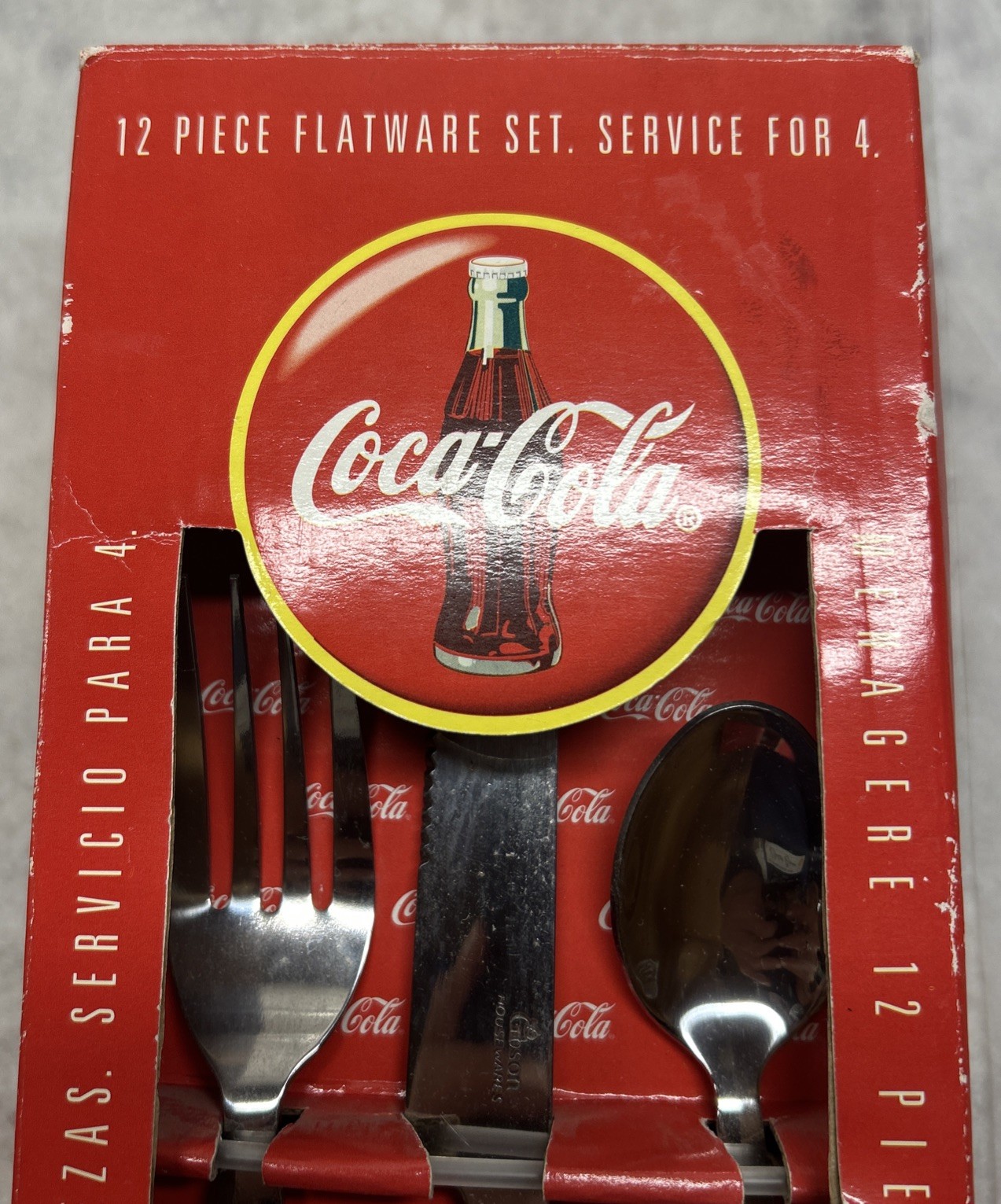 Coca-Cola 12-Piece Flatware Set Bottle Handle Collectible NOS By Gibson