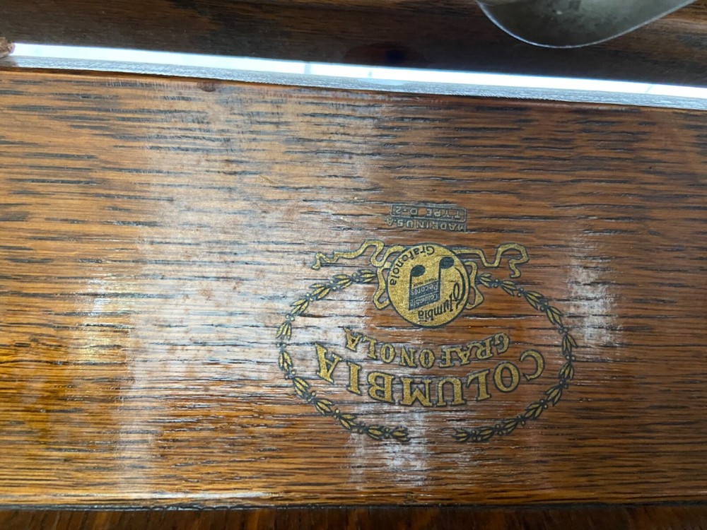 antique phonograph record player