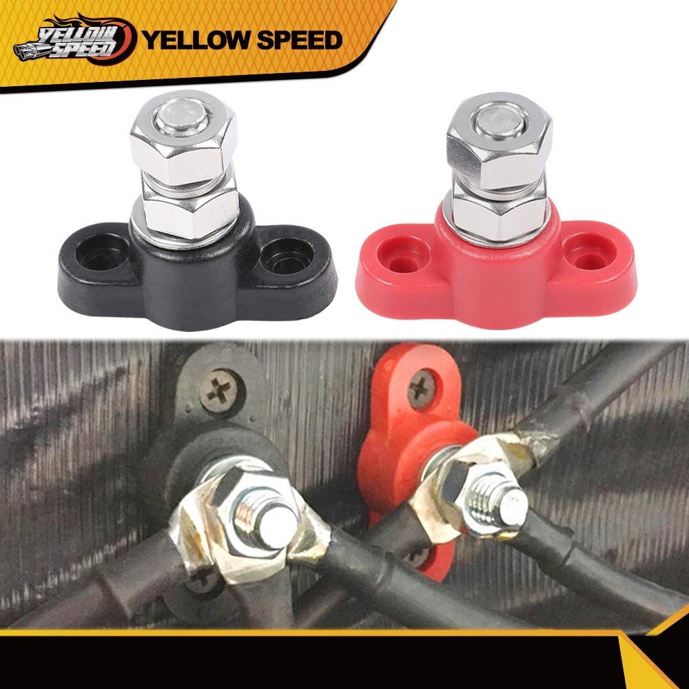 Red & Black Junction Block Power Post Set Insulated Terminal Stud 3/8"