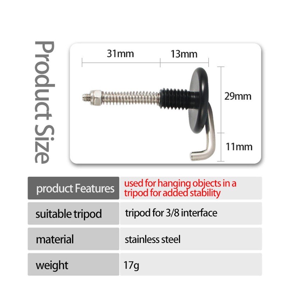 Stainless steel 3/8 interface Tripod Center Tripod Hook For Camera Tripod C