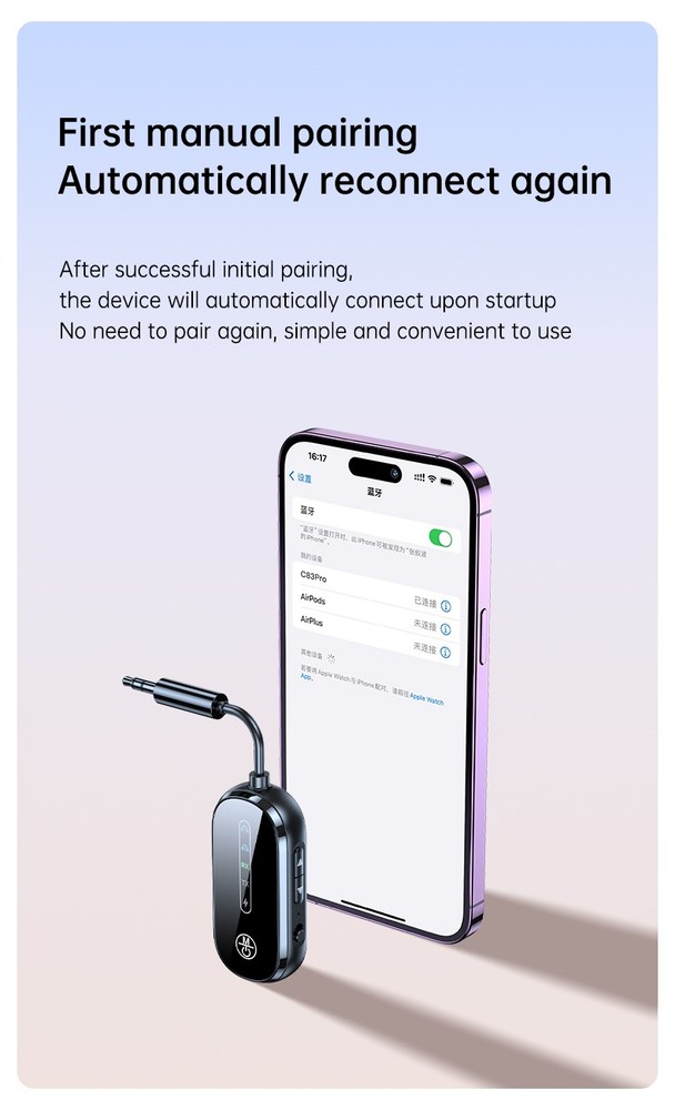 Bluetooth-Compatible 5.4 Audio Adapter Bluetooth-Compatible Receive Send 2-in-1