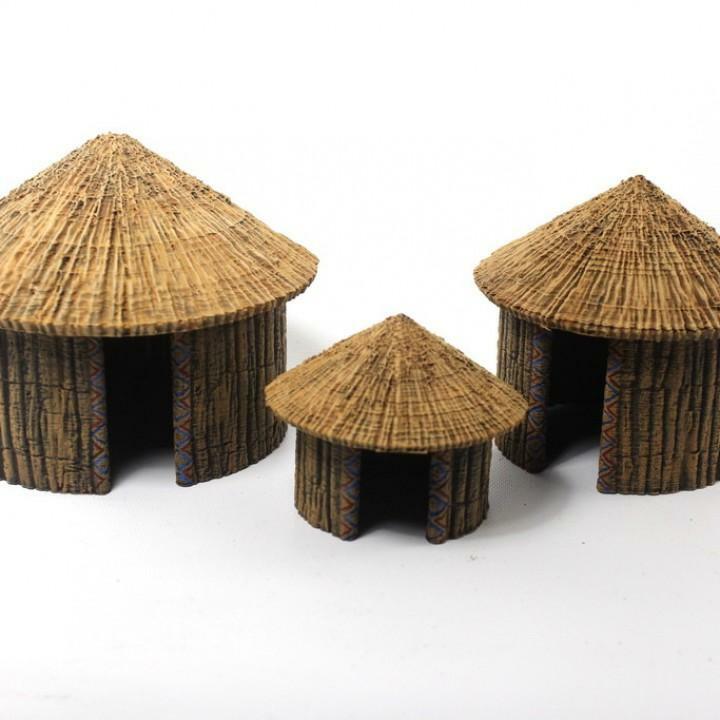 28mm Tribal Huts Tabletop Game Dungeons & Dragons Ancient Wise Terrain