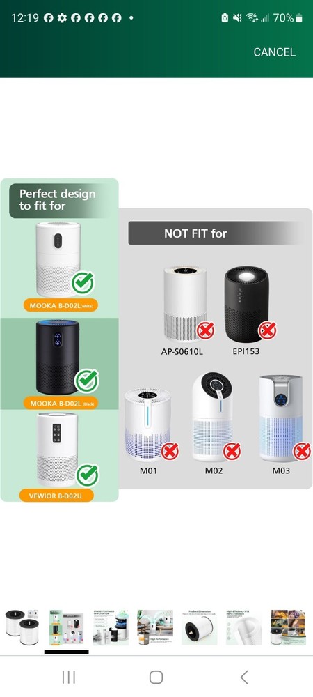B-D02L Air Purifier Replacement Filter, Compatible with MOOKA and KOIOS...
