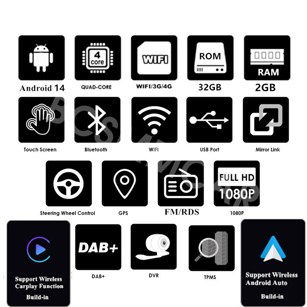 Fit For Ford Transit Connect 2014-2018 For Carplay Stereo Car Radio BT FM W/CAM