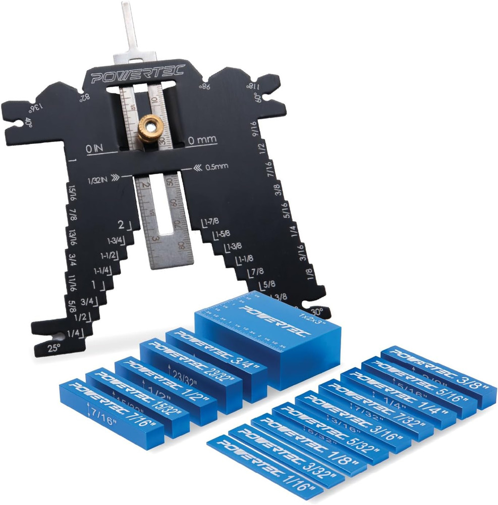 Setup Blocks Height Gauge 15Pc Set, Router Table Setup Bars W/Universal 5-In-1 M