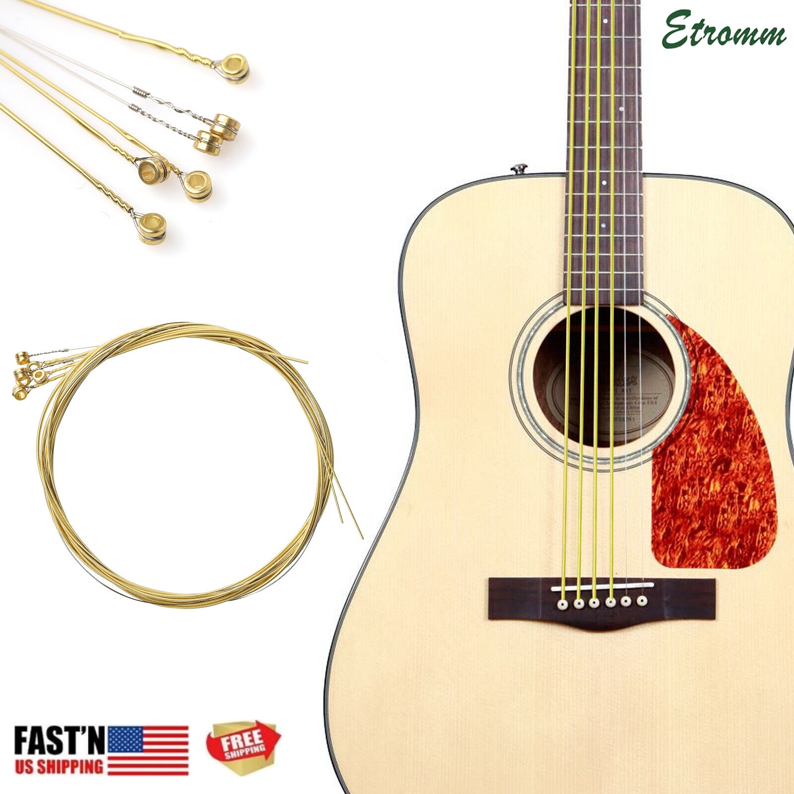 Sets of 6 Guitar Strings Replacement Steel String for Electric Acoustic Guitar