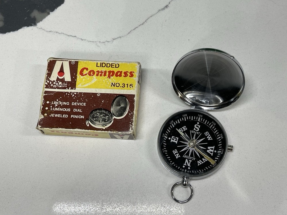 Vintage A Line The Academy Lidded Compass Locking Device Original Box