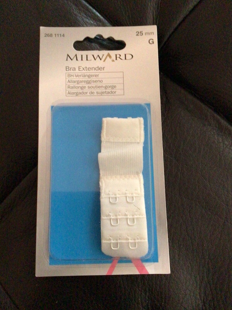 25mm 2 Hook Milward White Bra Extender