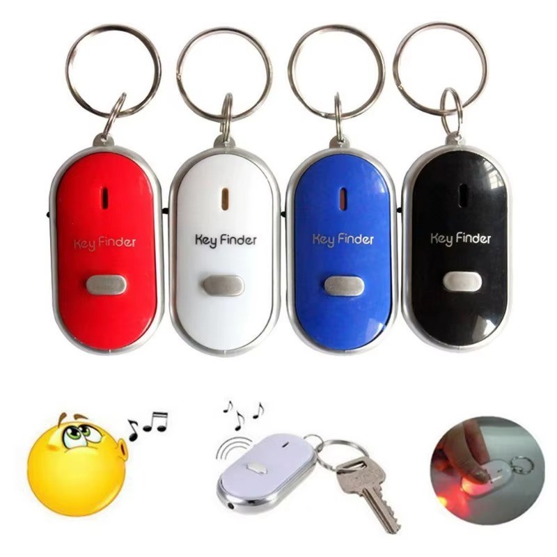 LED Anti-Lost Key Finder Key Locator Keychain Whistle Sound Control Keyring Use