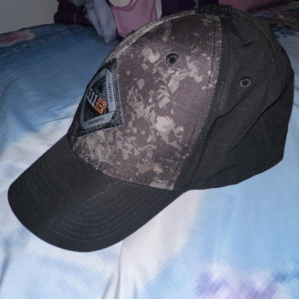 5.11 Tactical Ball Cap Black Gray Brush Pattern One Size Adjustable