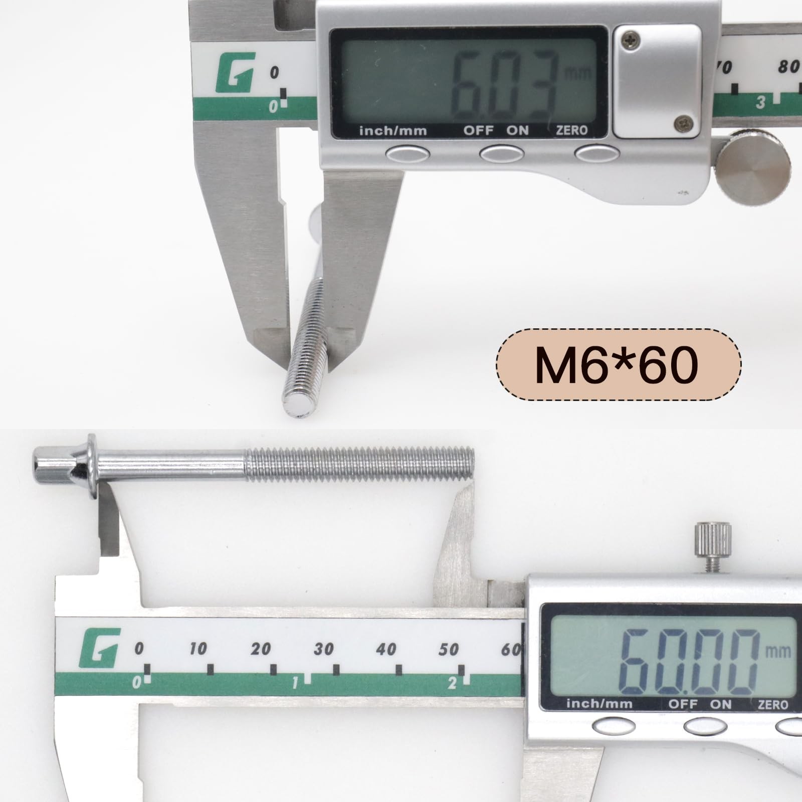 CashBeat 12-Pack Drum Tension Rods, M6X60 mm Stainless Steel M6 x60, Silver