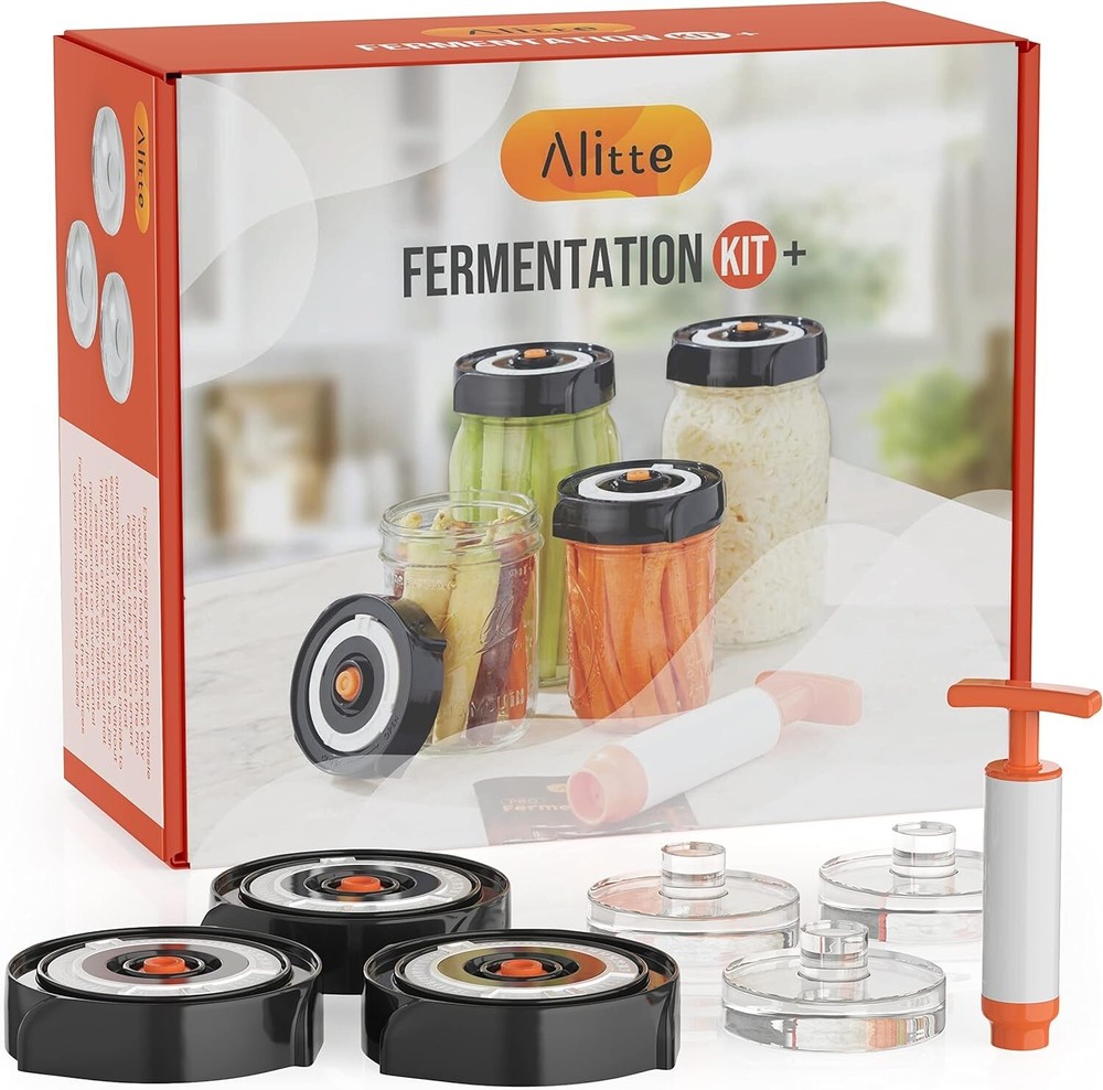 Fermentation Kit  -3 durable jar lids,- 3 glass weights,-oxygen extraction pump