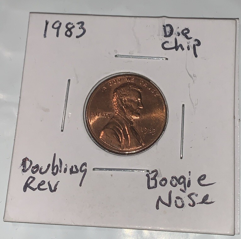 1983 P Lincoln Cent With Die Chip (boogie nose)