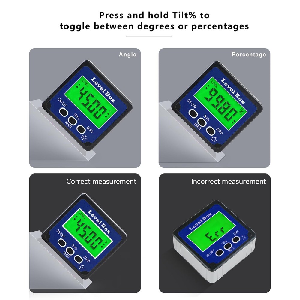 Digital Inclinometer Angle Finder Gauge, IP54 Digital Electronic Protractor B...