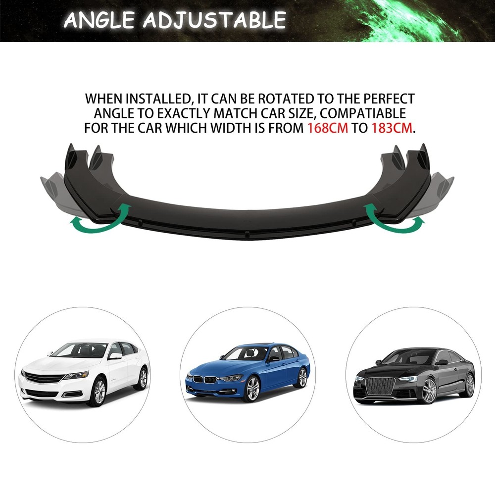 DREAMIZER Black Universal Chin Spoiler Splitter Diffuser Protector Front Bump...