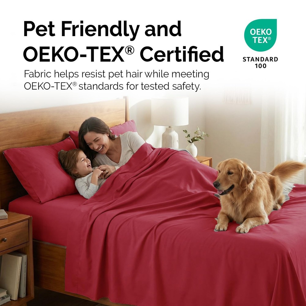 , Inc. 14" Deep Pocket Queen Size Sheets, 3-Piece Microfiber Bedding Set, Dee...