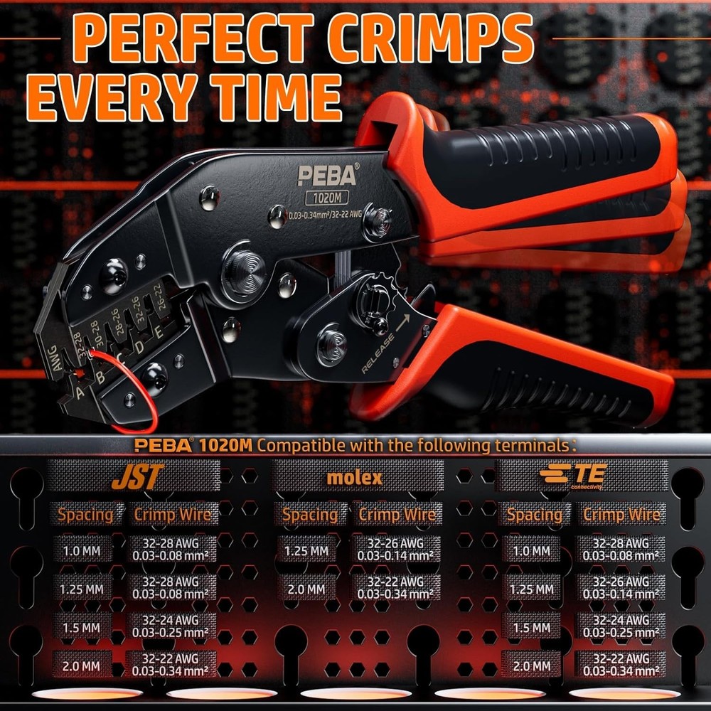 Compact JST Connector Crimping Kit - 30 Types, High Precision with Wire Stripper