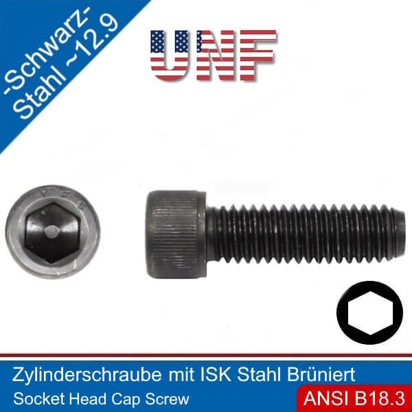 Socket cap screw with hexagonal socket 10-32 UNF steel 12.9 black |