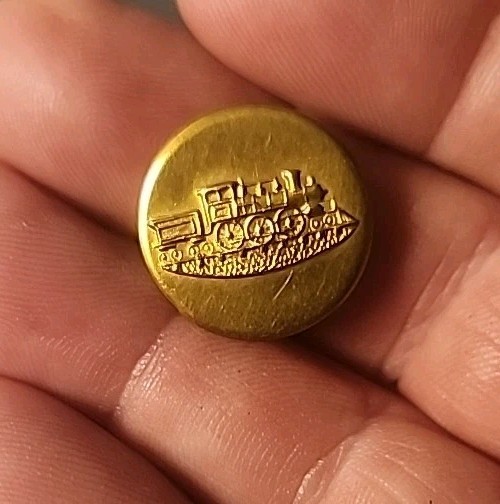 4 Different Train Engine Brand Overalls Work Clothes Brass Wobble Shank Buttons