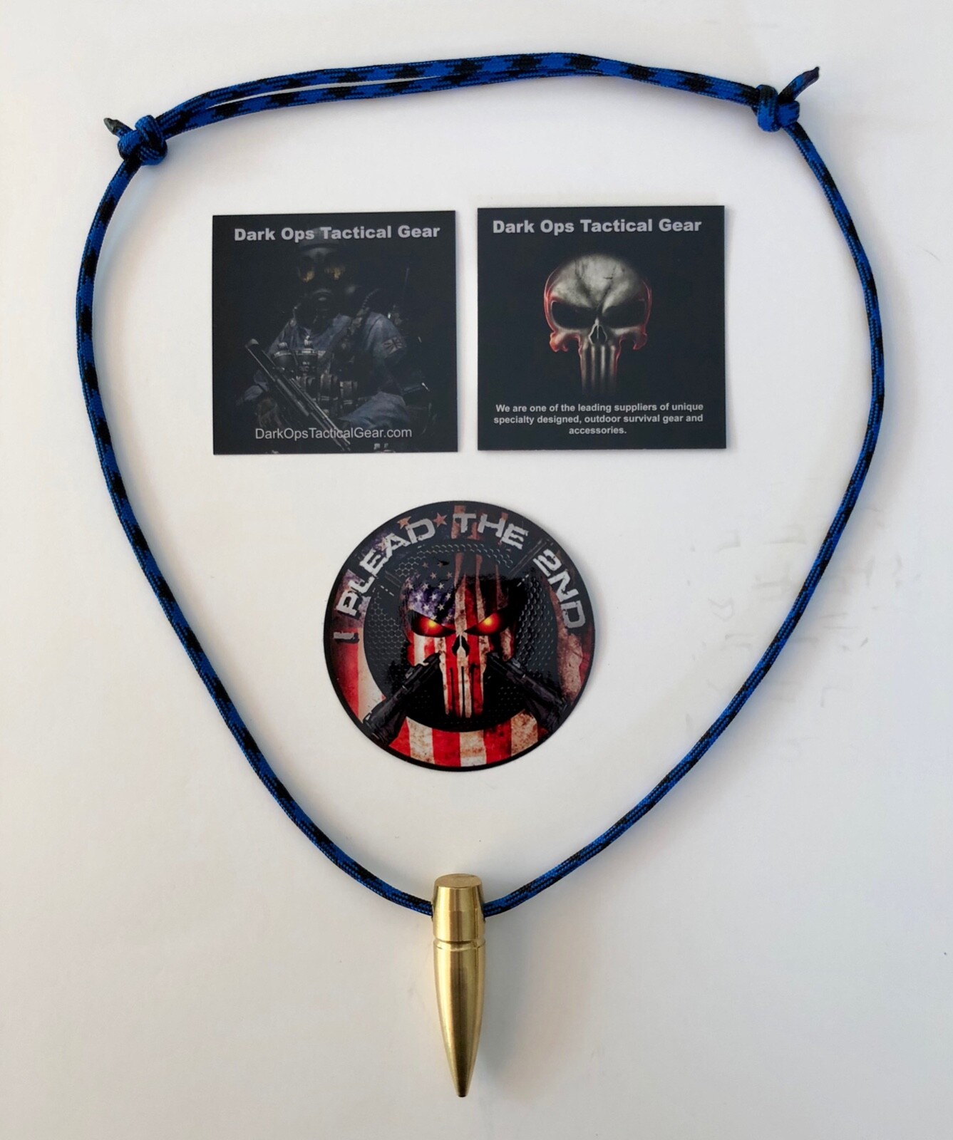 .50 Cal HOG TOOTH Sniper ..Brass ..Paracord ...Necklace ..+ 1 Decal  ..Blue Line