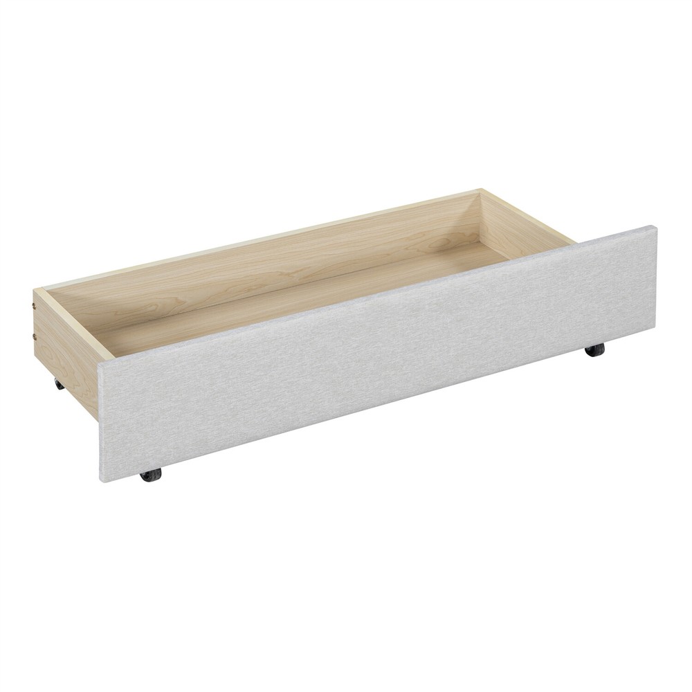Full Size Daybed Upholstered Bed Frame Sofa Bed w/ 2 Storage Drawers Beige