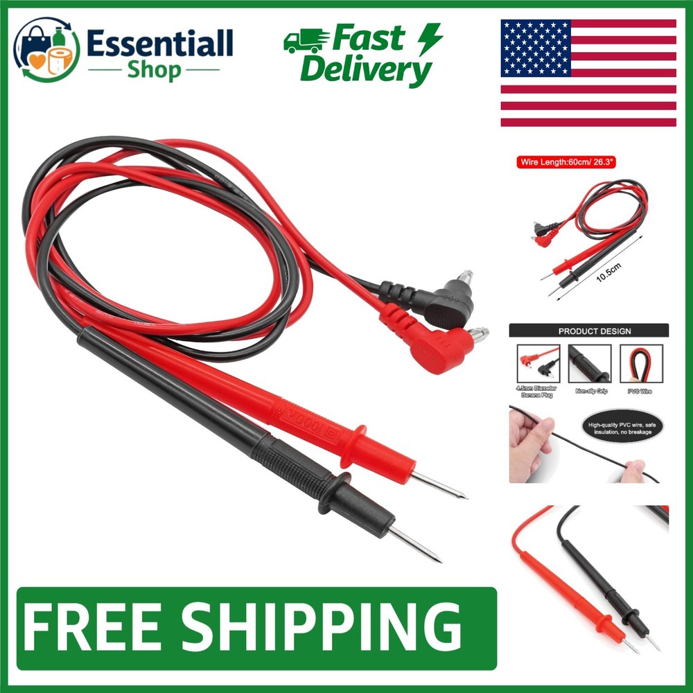 Versatile 60cm Banana Plug Multimeter Probe Lead Set - Ideal for Electronic Work