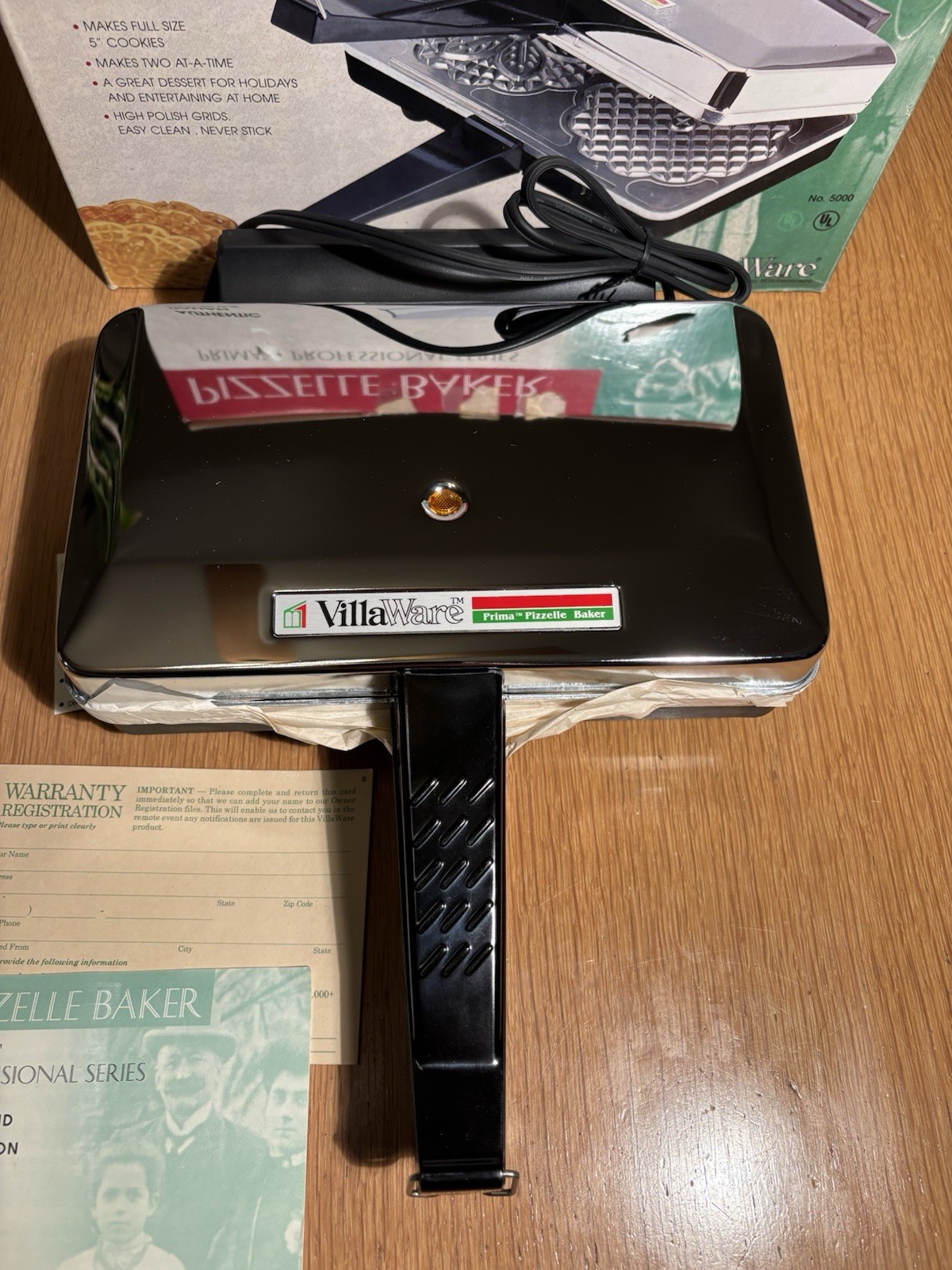 Villaware Prima 5000 Professional Pizzelle Maker - OPEN BOX/Brand New Italian