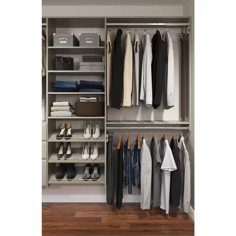 Sliding Tie Rack Organizer 20 Hook Pull Out Rustic Gray Storage Scarf Holder