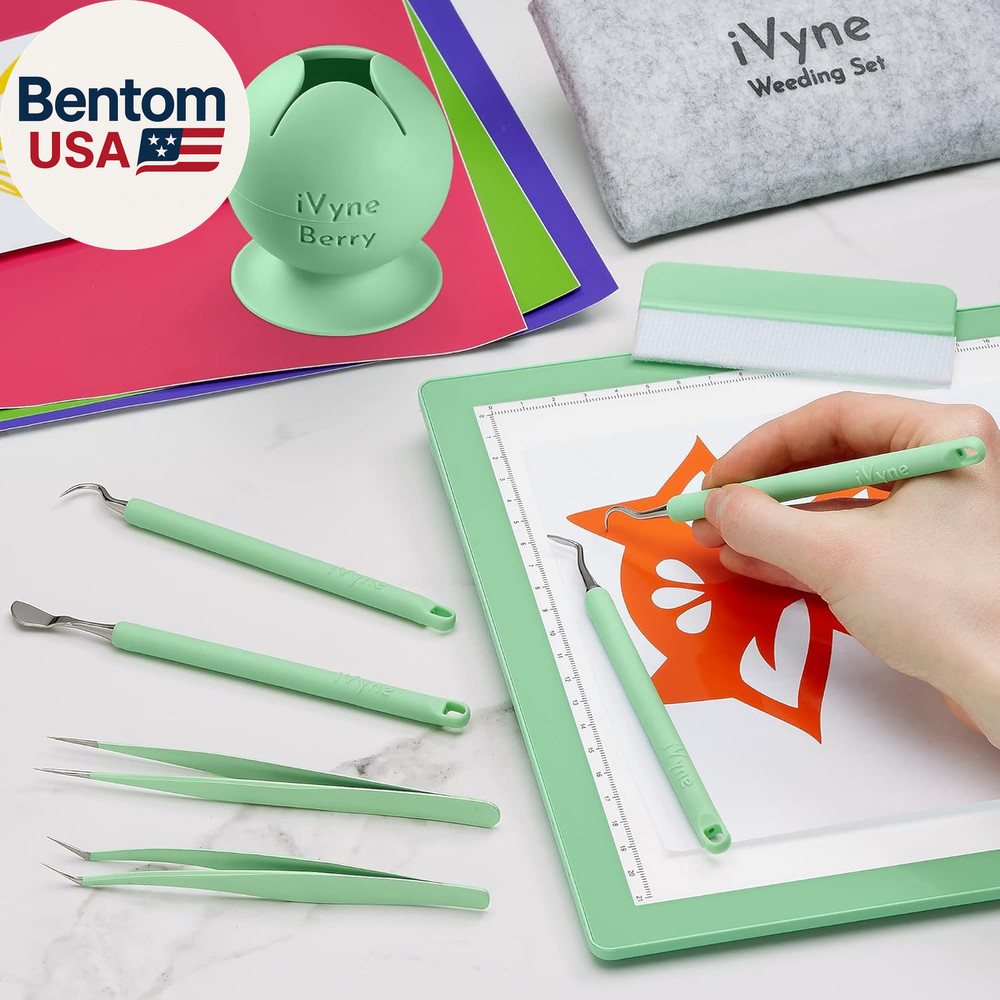 (8Pcs) Premium Vinyl Weeding Tool Kit & Weeding Scrap Collector Soft Grip Tools