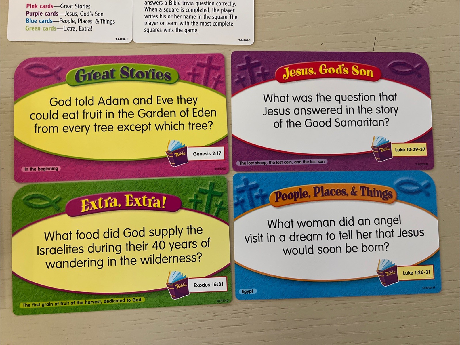 Bible Trivia Card Game Cards/Challenge Cards ~New