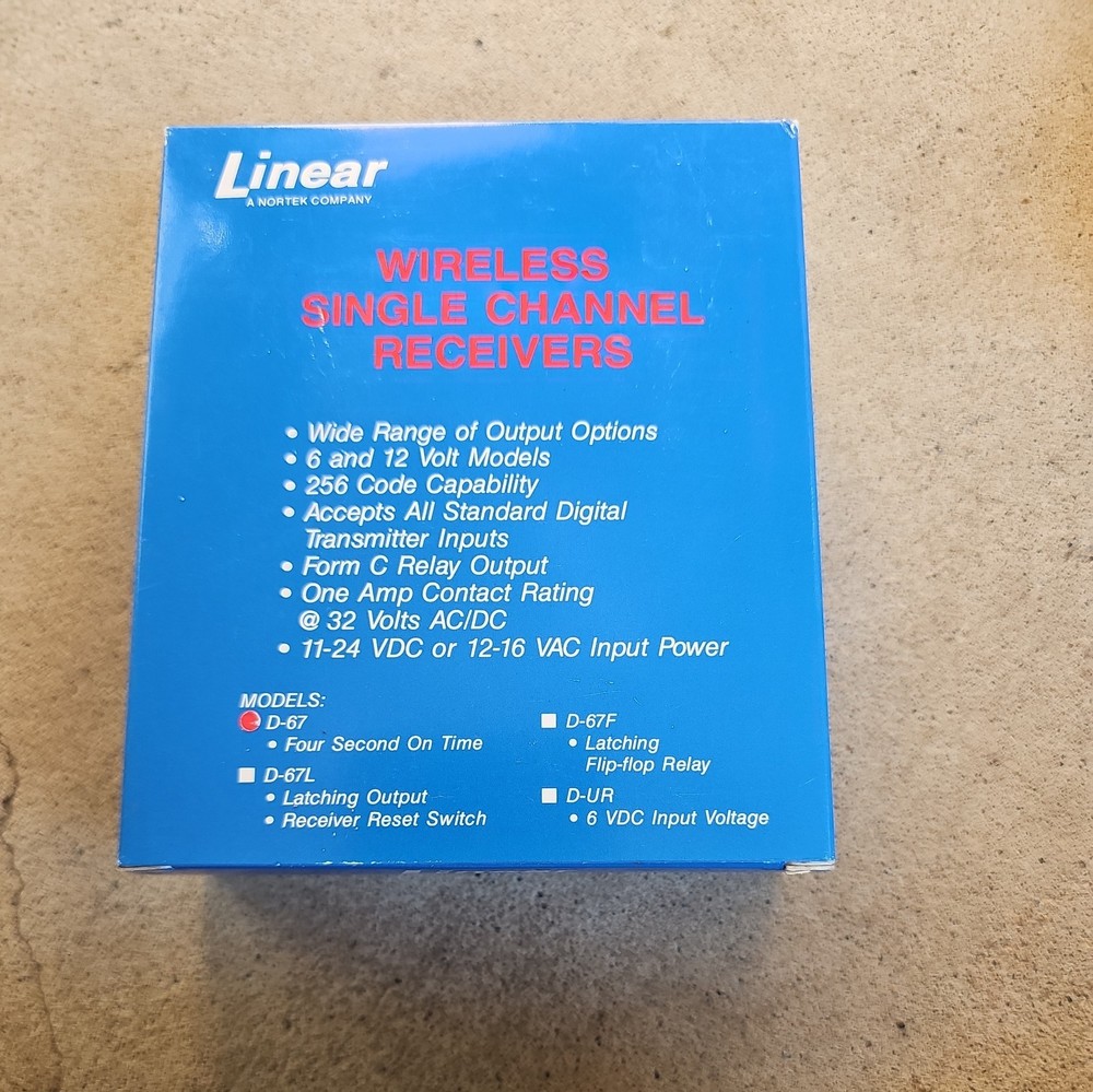 Linear D-67 Wireless Single Channel Receiver - NEW #158