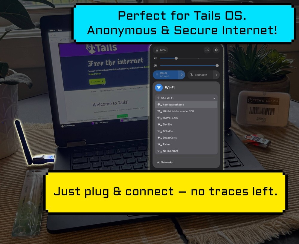 USB WiFi Adapter for Linux Tails Kali Ubuntu Fedora +macOS +Windows +Android