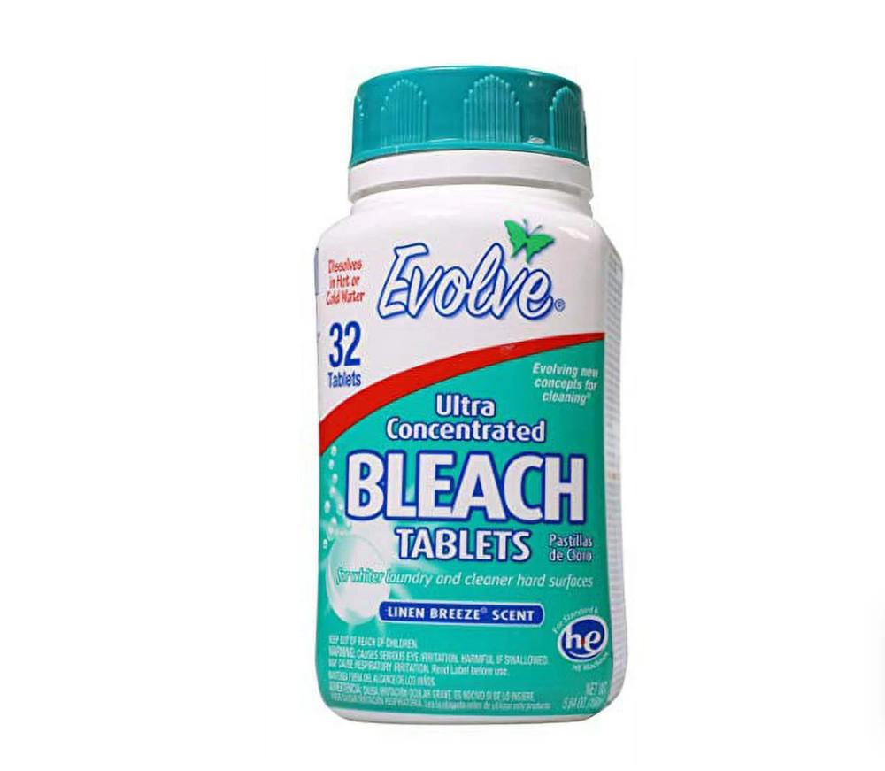 (3 pack) Evolve Concentrated Bleach Tablets, Linen Breeze, 32 Count