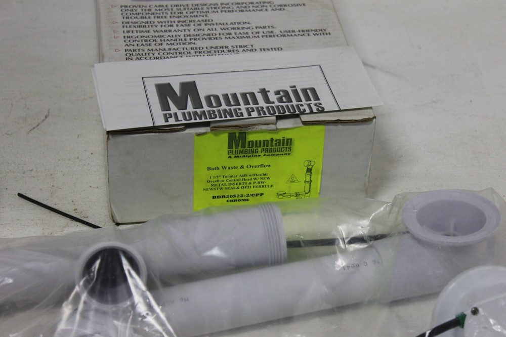 MOUNTAIN PLUMBING BDR20S22-CPP Chrome Bath Waste & Overflow 1 1/2" FLEXIBLE HEAD