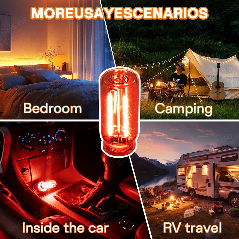 USB Glass Bottle Atmosphere Night Light – Touch Switch Dimmable LED Red Bulbs