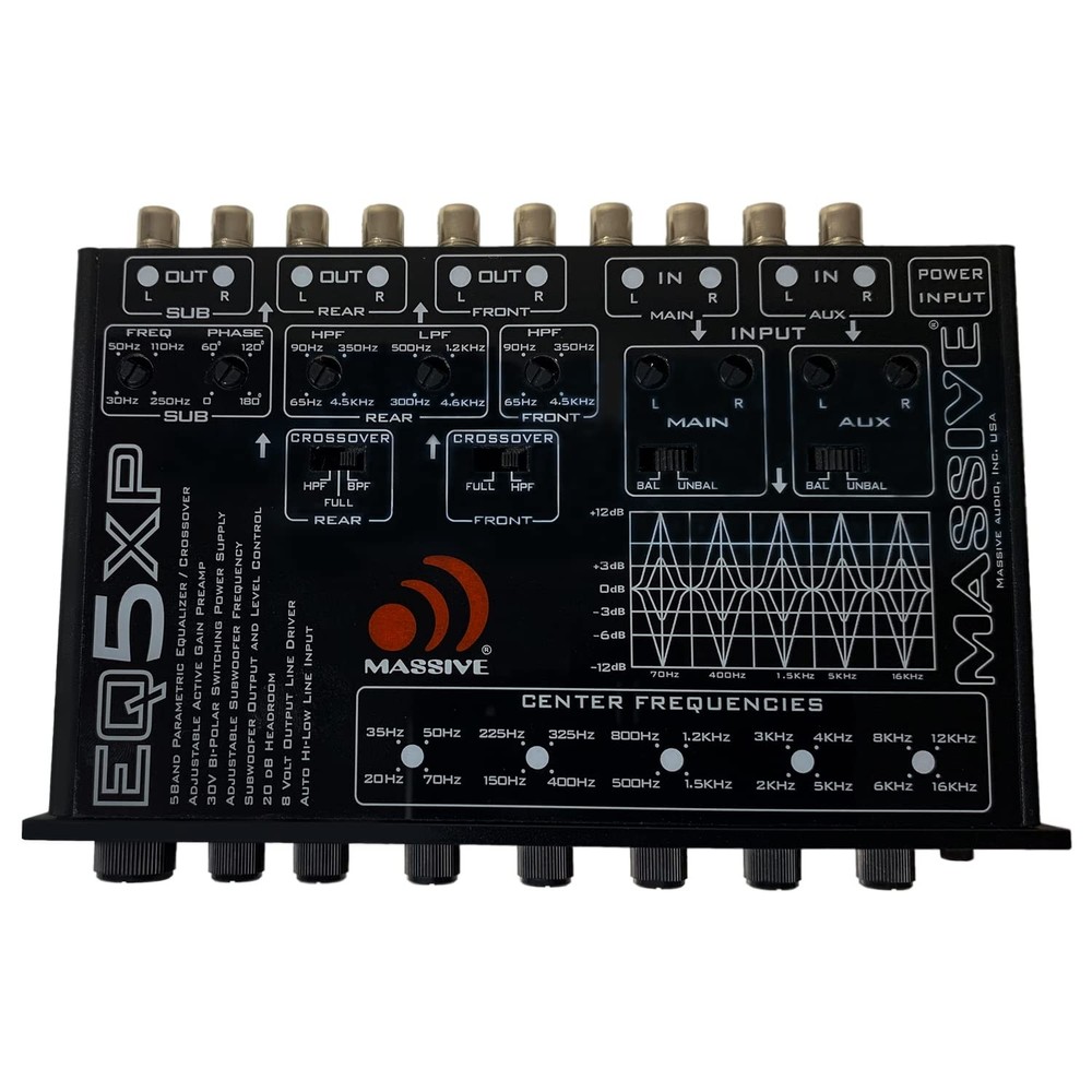 Massive Audio EQ5XP - 5 Band Car Audio Parametric Equalizer and Crossover with
