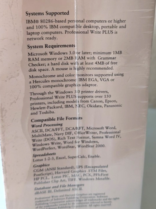 NEW Microsoft Windows Professional Write Plus Disk Word Processor 1991 Windows