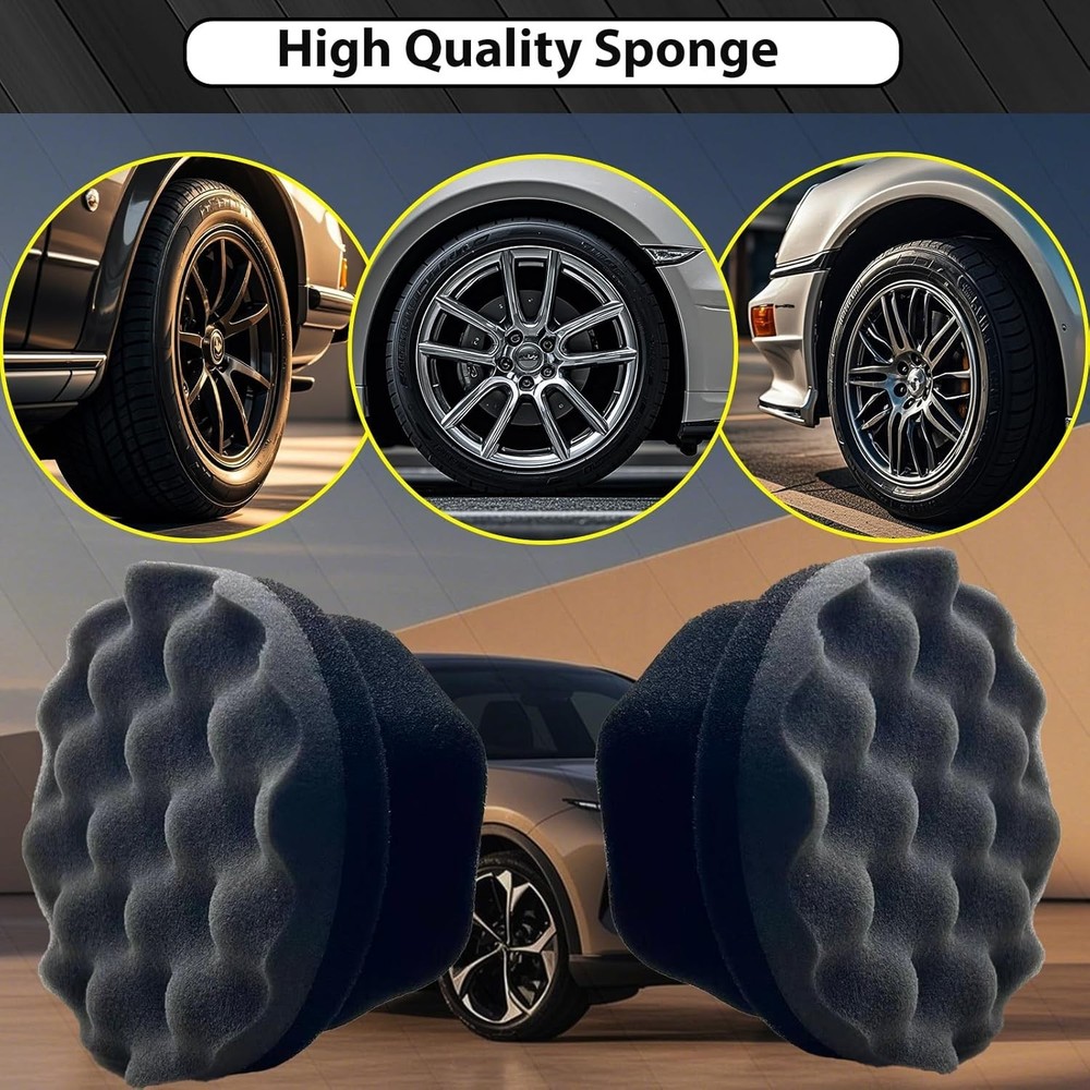 2 Pcs Large Tire Shine Applicator, Reusable Tire Dressing Applicator Wave Con...