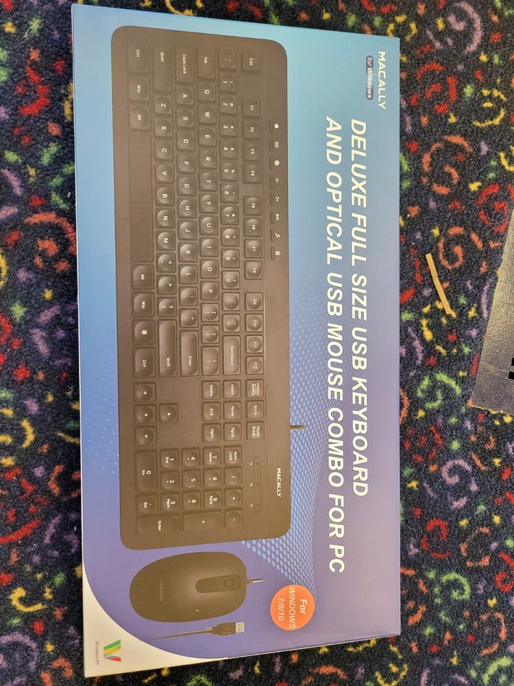 Macally Wired Keyboard and Mouse Combo - Plug & Play USB Keyboard and Mouse Comb