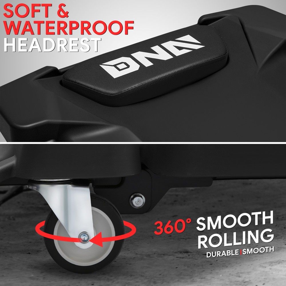 Foldable Low Profile Creeper for For Auto Mechanics Garage Stool Rolling Black