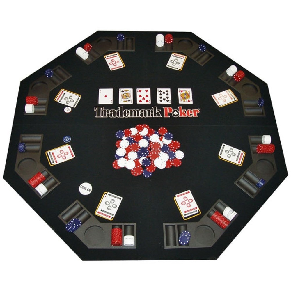Foldable Poker Table Topper Set - 300 Chips, 2 Decks, Carry Case & Buttons