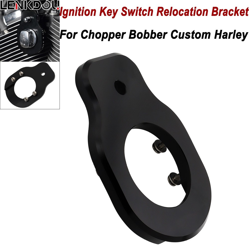 Black Ignition Switch Relocation Bracket Mount For Harley Road King FLHR Bobber