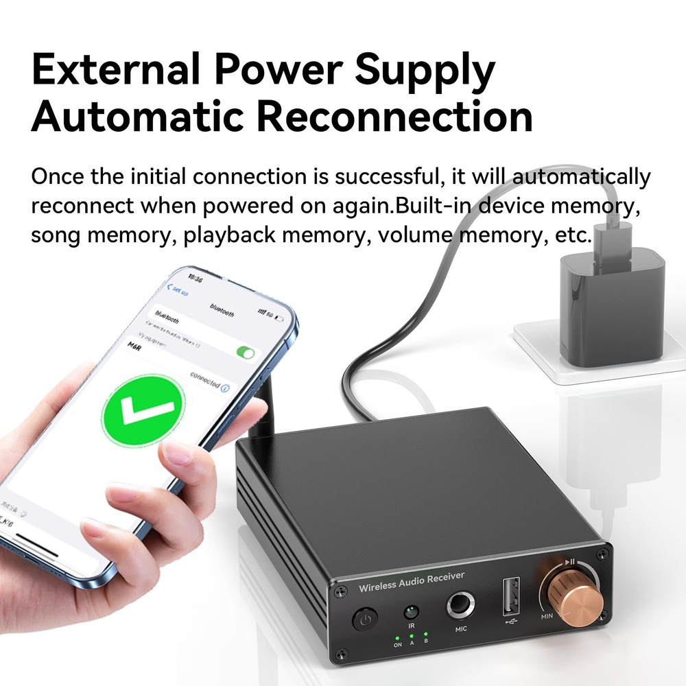 Bluetooth 6.0 Receiver, Bluetooth Audio Adapter with 3.5mm AUX RCA Cable, Wir...