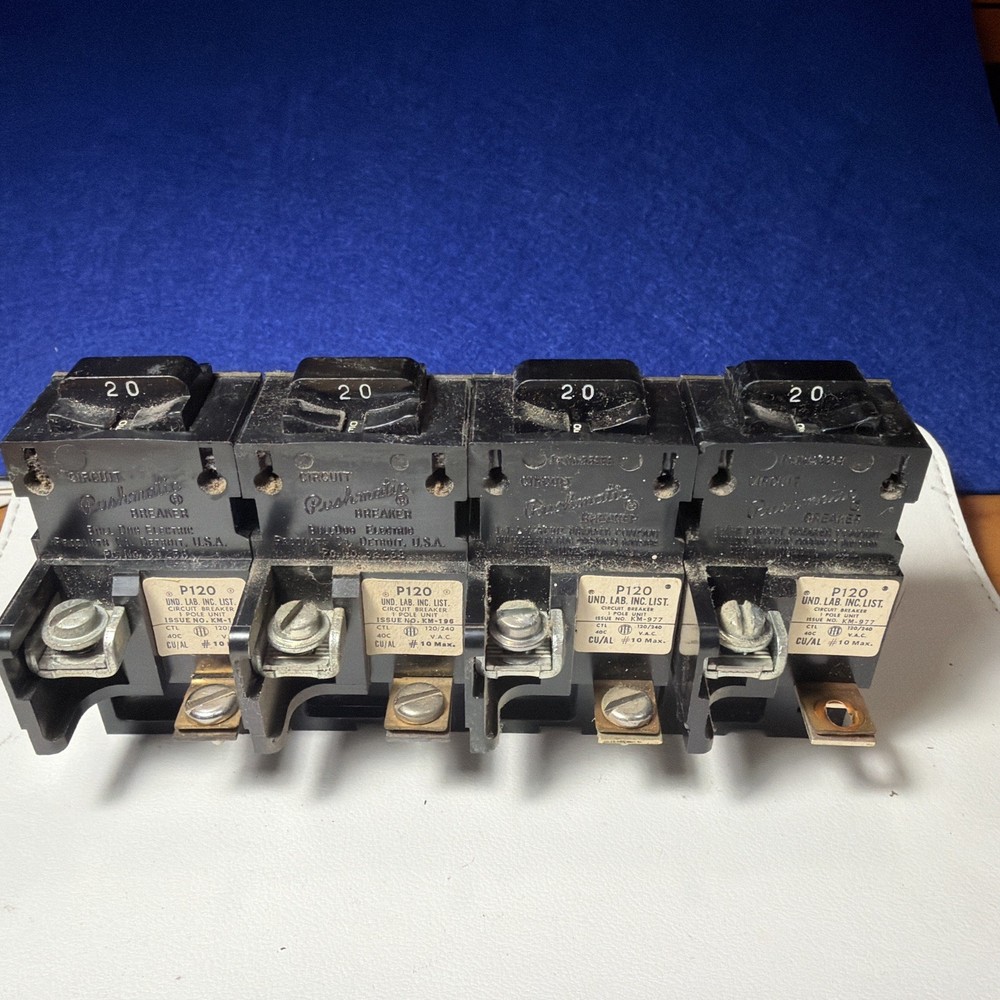 4 20 Amp P120 PUSHMATIC BREAKERS SINGLE POLE