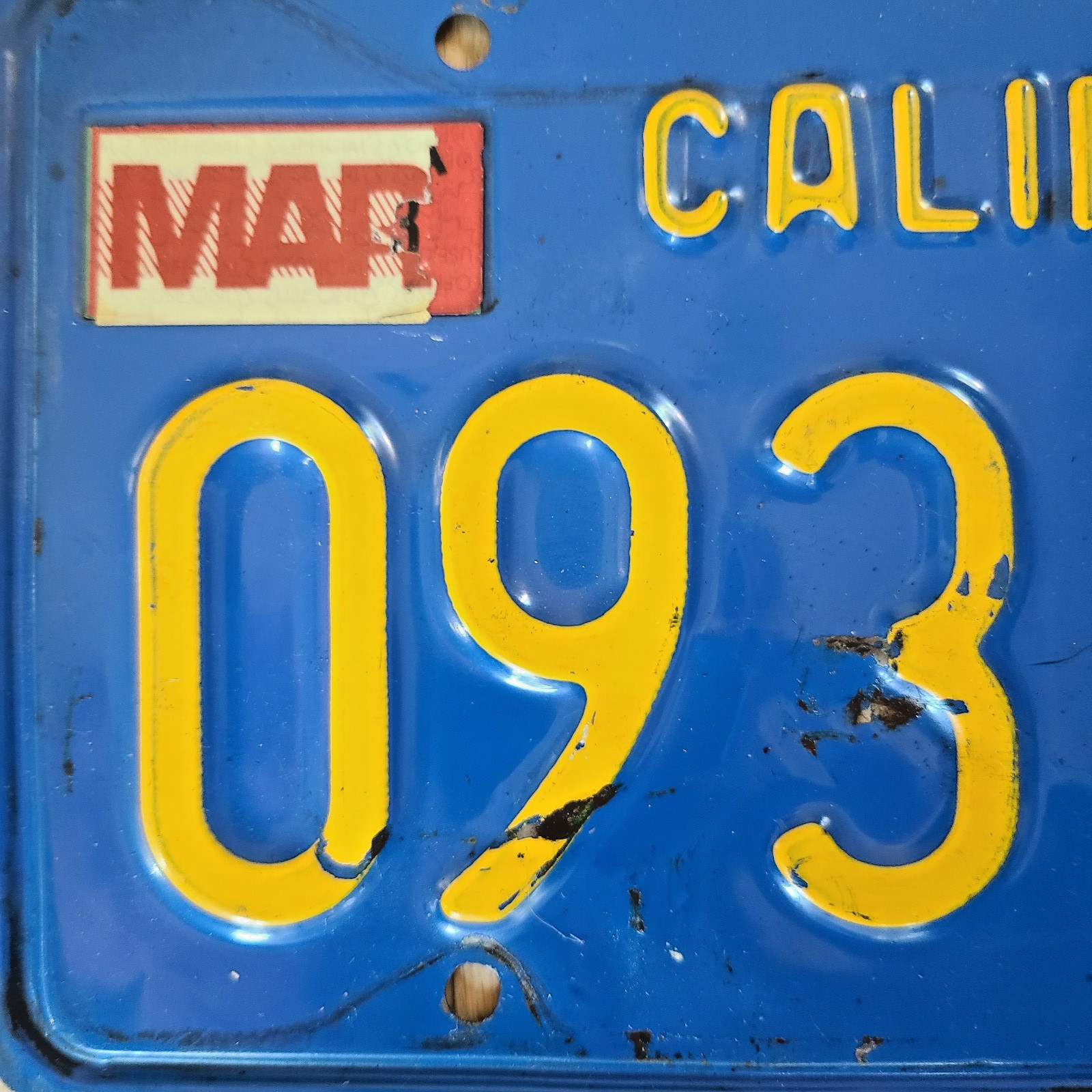 Pair 1970s California BLUE License Plates 1970s - 093 BGT - 1975 - DMV Clear