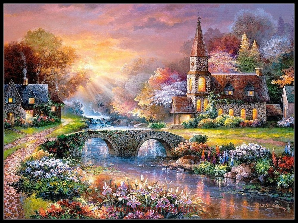 Chart Needlework Crafts DIY - Counted Cross Stitch Pattern - Peaceful Reflection