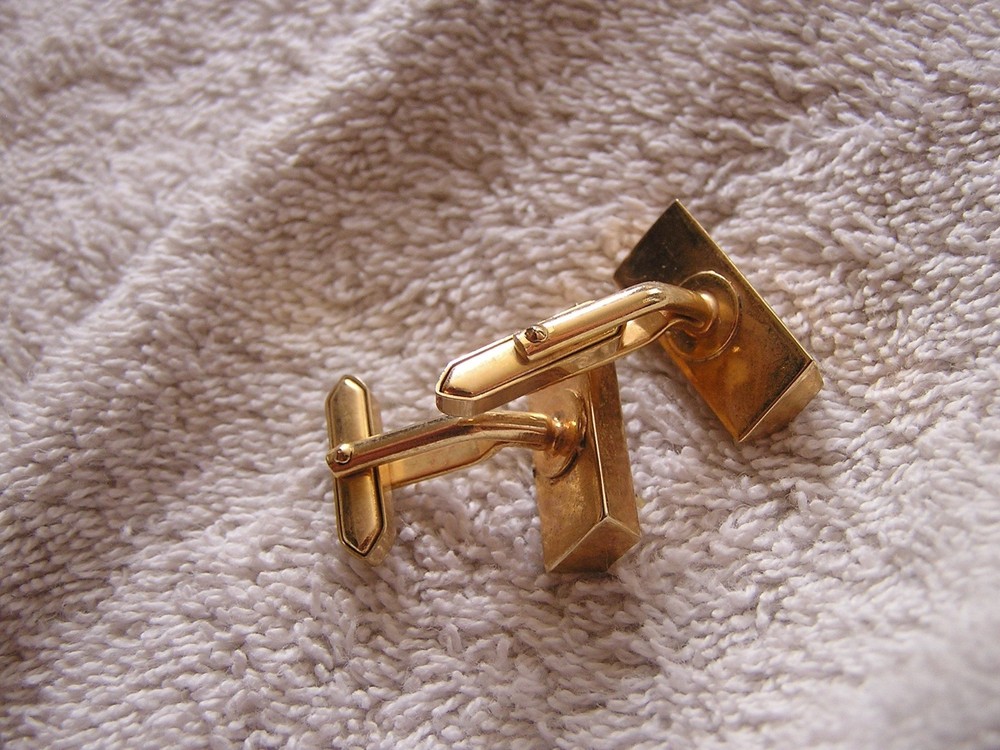 Vintage Gold Toned Cufflinks with Rectangular Design