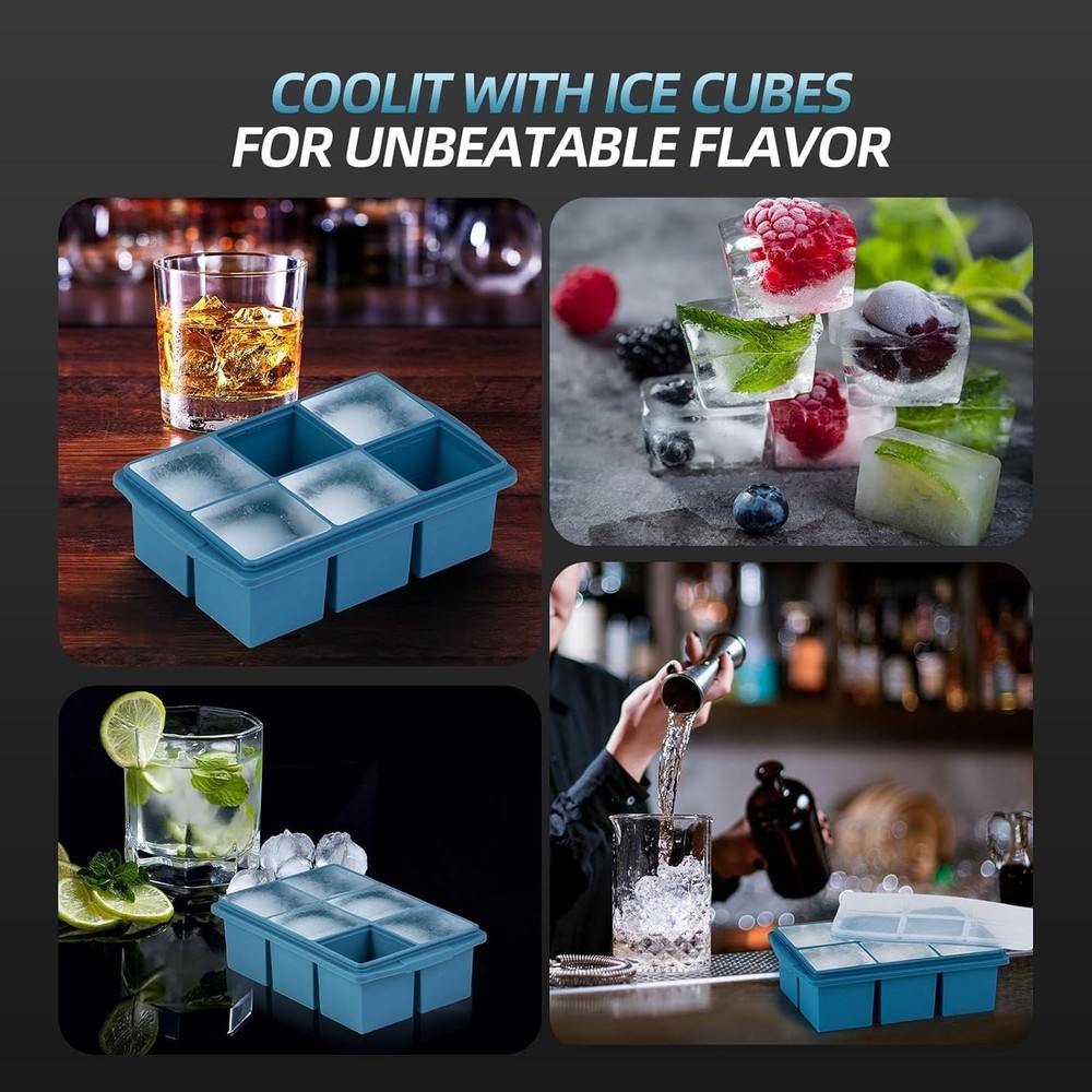 Large Ice Cube Trays for Whiskey (2 Pack) - Silicone Ice Cube