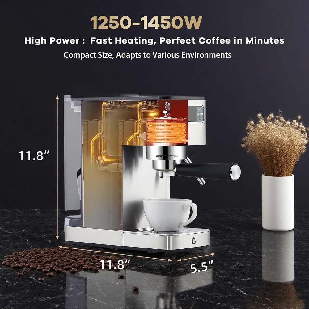 Espresso Machine 20 Bar, Semi-Automatic Professional Coffee Machine for Cappucci